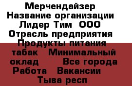 Мерчендайзер › Название организации ­ Лидер Тим, ООО › Отрасль предприятия ­ Продукты питания, табак › Минимальный оклад ­ 1 - Все города Работа » Вакансии   . Тыва респ.